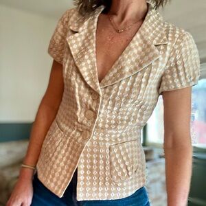 Armani 2008 era Sand and Silver Checkerboard Print Jacket